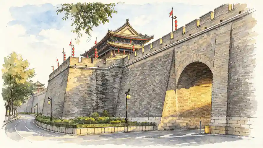 3k城墙壁纸-城楼 - 树木-红旗「哲风壁纸」
