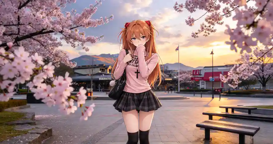 3k动漫壁纸-夕阳 - 樱花-街道「哲风壁纸」