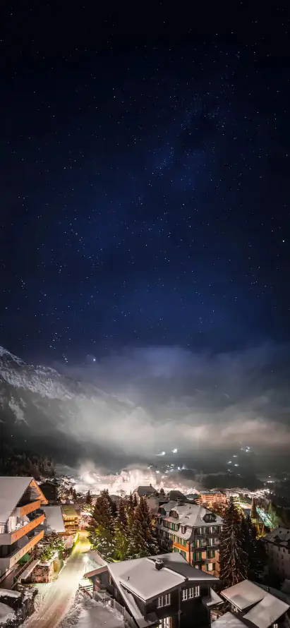 4k冬季壁纸 - 夜景 - 山脉 - 山谷「哲风壁纸」