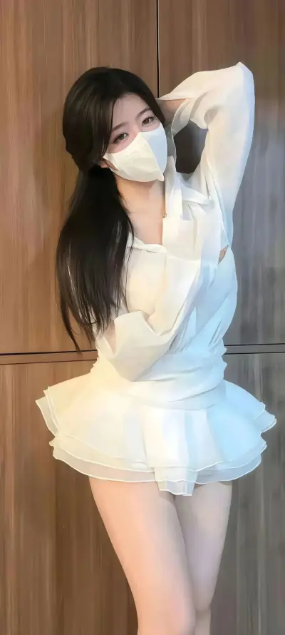 4k口罩壁纸 - 白裙 - 短裙 - 美女「哲风壁纸」