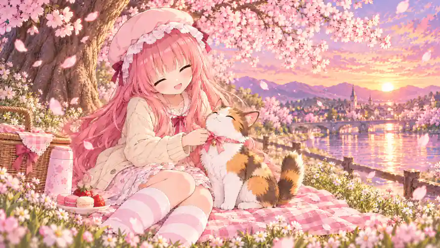 4k可爱壁纸 - 猫 - 夕阳 - 少女「哲风壁纸」 4k可爱壁纸 - 猫 - 夕阳 - 少女「哲风壁纸」