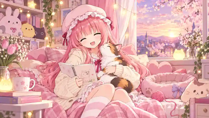 4k可爱壁纸 - 猫 - 少女 - 暖光「哲风壁纸」 4k可爱壁纸 - 猫 - 少女 - 暖光「哲风壁纸」