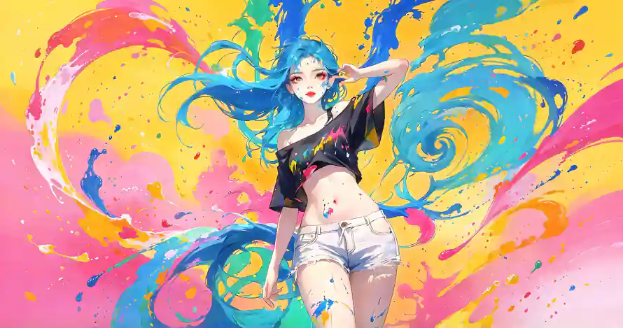 3k少女壁纸-插画 - 泼墨-潮流「哲风壁纸」