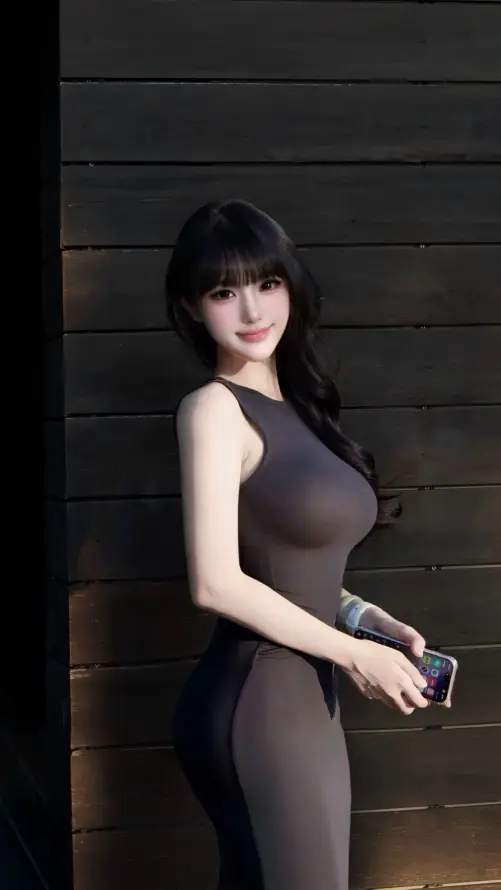 4k微笑壁纸 - 户外 - 美女 - 修身裙「哲风壁纸」