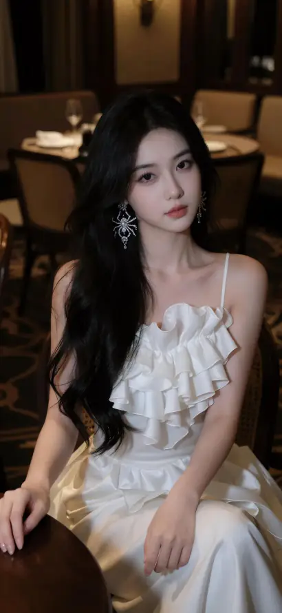 4k优雅壁纸 - 室内 - 白裙 - 美女「哲风壁纸」