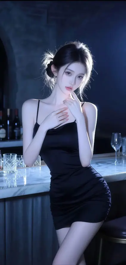 4k吧台壁纸 - 性感 - 盘发 - 美女「哲风壁纸」