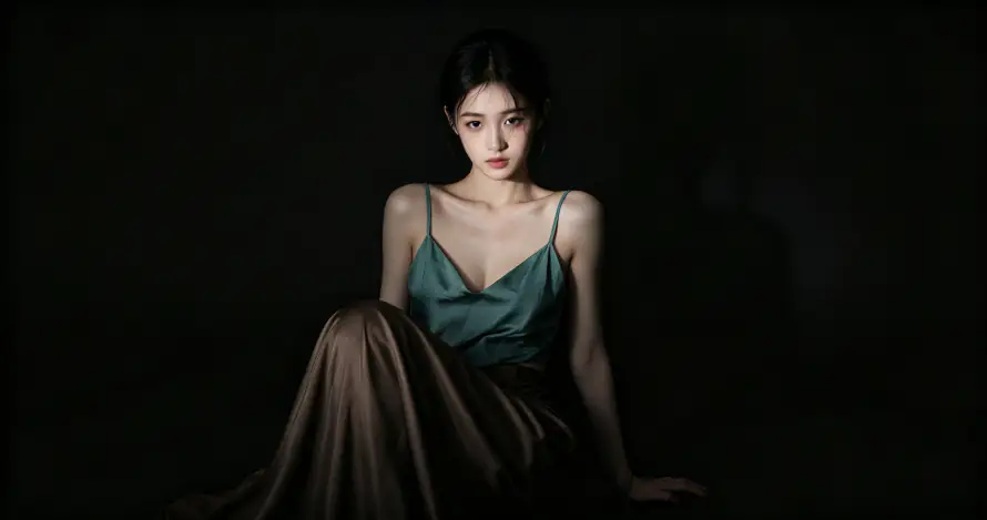 3k写真壁纸-冷艳 - 坐姿-暗调「哲风壁纸」