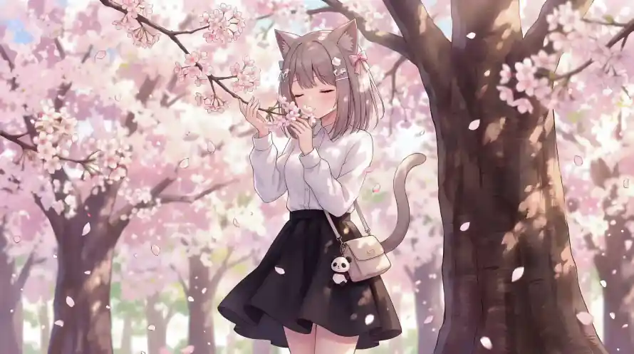 3k少女壁纸-春日 - 林间-樱花「哲风壁纸」