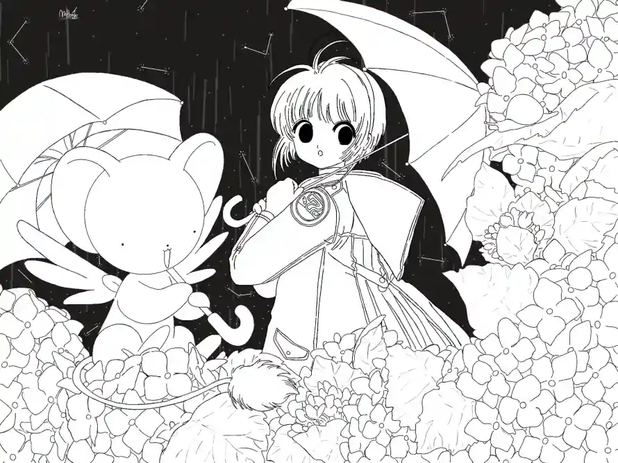 3k小可壁纸-花丛 - 雨伞-雨天「哲风壁纸」