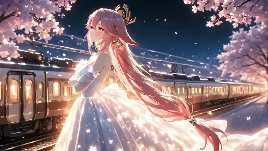 4k列车壁纸 - 原神 - 回眸 - 夜晚「哲风壁纸」