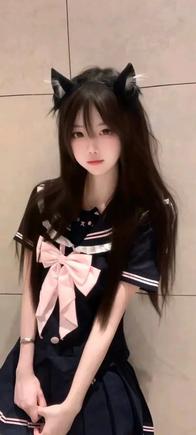 4k美女壁纸 - 水手服 - 甜酷风 - 百褶裙「哲风壁纸」