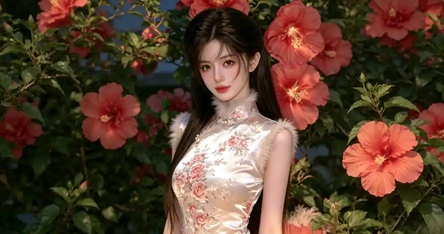 3k花丛壁纸-新中式 - 朱槿花-氛围感「哲风壁纸」