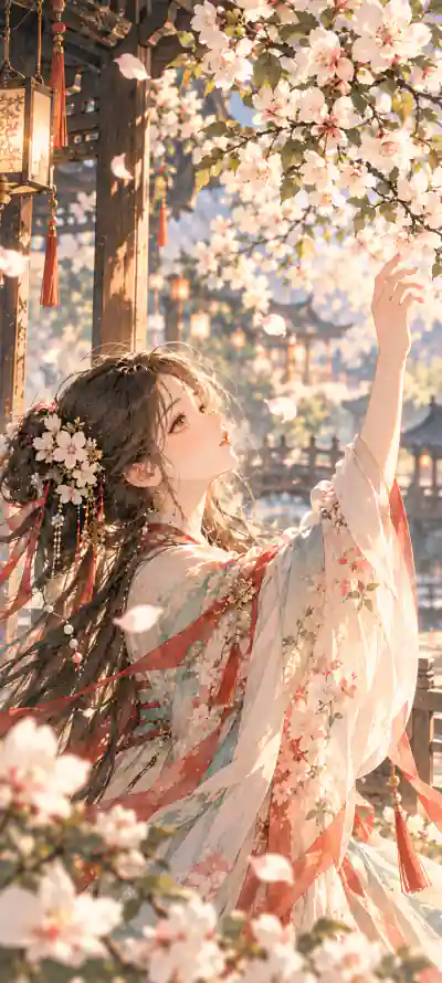 4k发饰壁纸 - 国风 - 少女 - 春日「哲风壁纸」