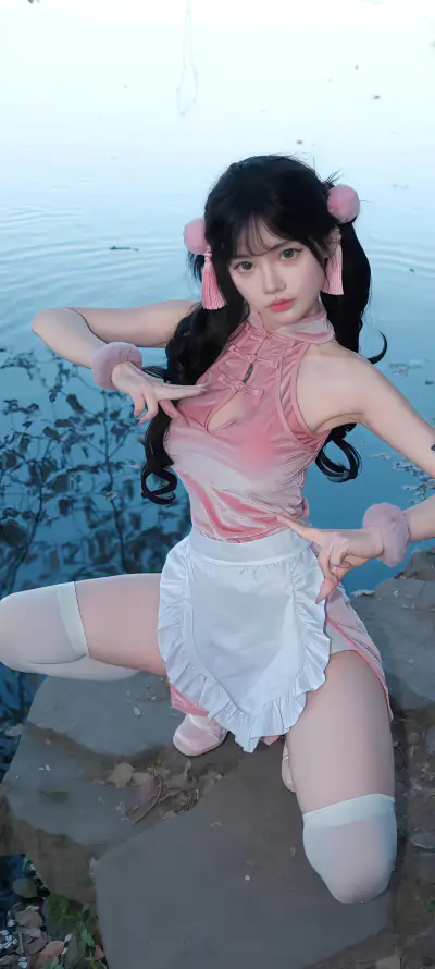 4k少女壁纸 - 户外 - 水边 - 白丝「哲风壁纸」