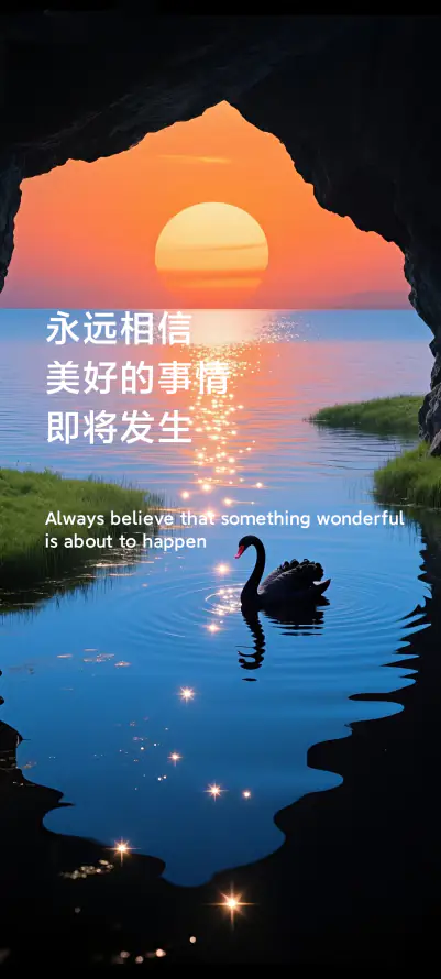 4k剪影壁纸 - 天鹅 - 日落 - 星光「哲风壁纸」