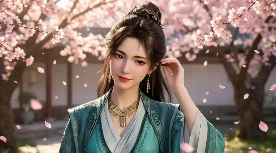 4k仙侠壁纸 - 庭院 - 桃花 - 耳坠「哲风壁纸」
