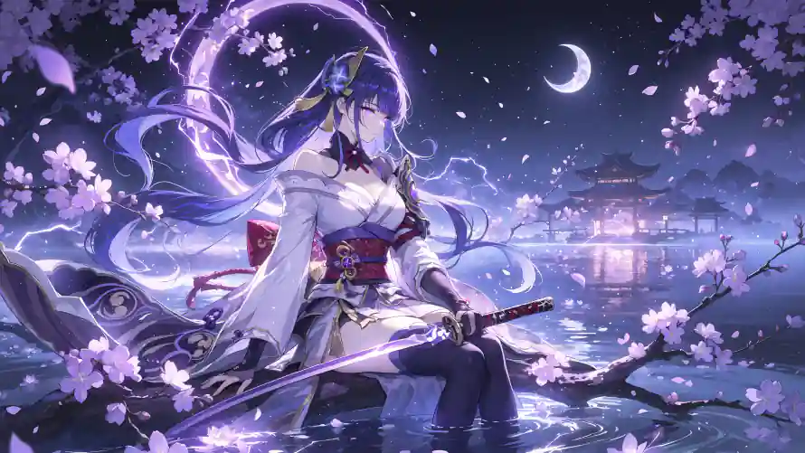 4k原神壁纸 - 和服 - 夜晚 - 弯月「哲风壁纸」 4k原神壁纸 - 和服 - 夜晚 - 弯月「哲风壁纸」