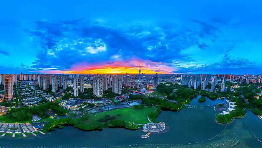 4k城市壁纸-晚霞 - 湖景-湖泊「哲风壁纸」