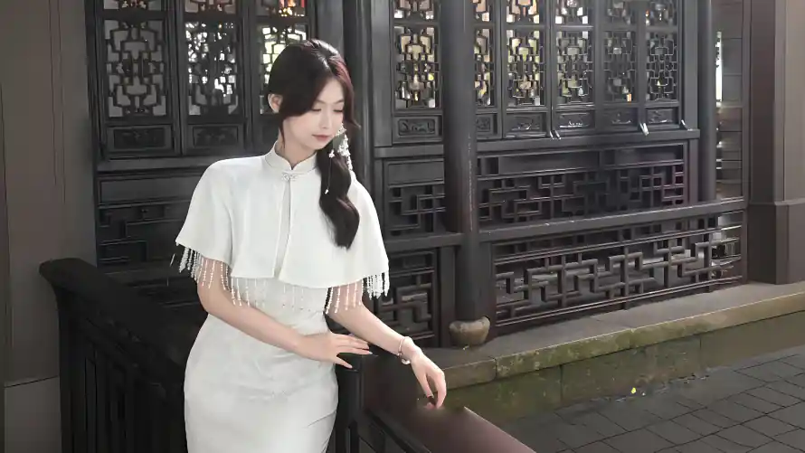 5k温婉壁纸-美女 - 木格窗-江南风「哲风壁纸」