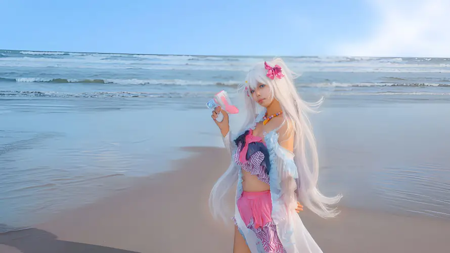 3k沙滩壁纸-泳装 - 海浪-海边「哲风壁纸」