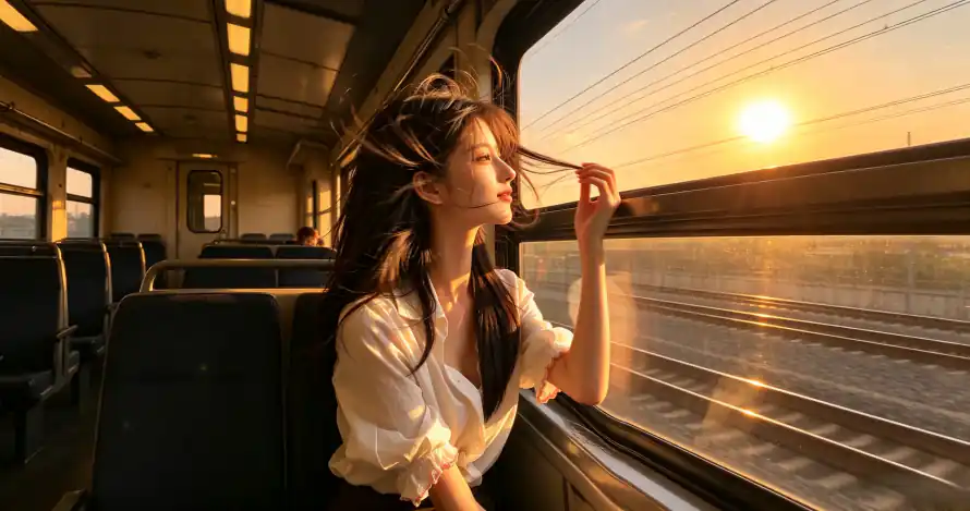 3k侧颜壁纸-列车 - 少女-旅行「哲风壁纸」