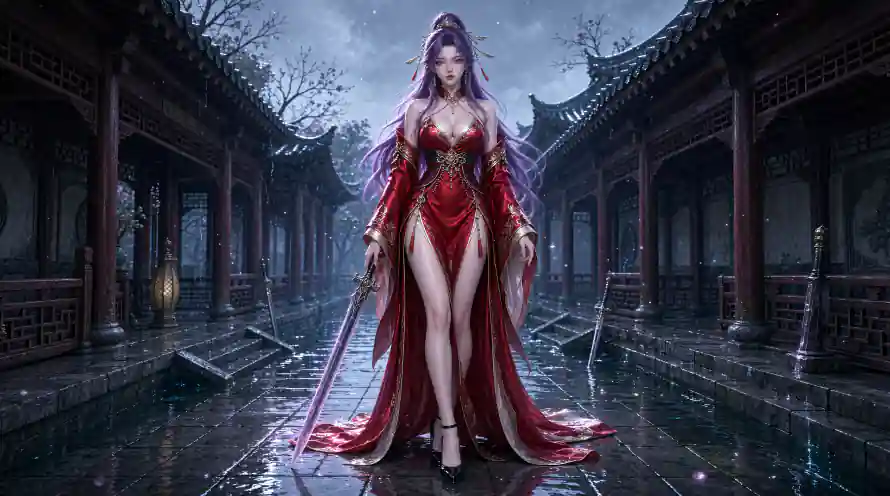4k剑来壁纸 - 持剑 - 紫发 - 雨夜「哲风壁纸」 4k剑来壁纸 - 持剑 - 紫发 - 雨夜「哲风壁纸」