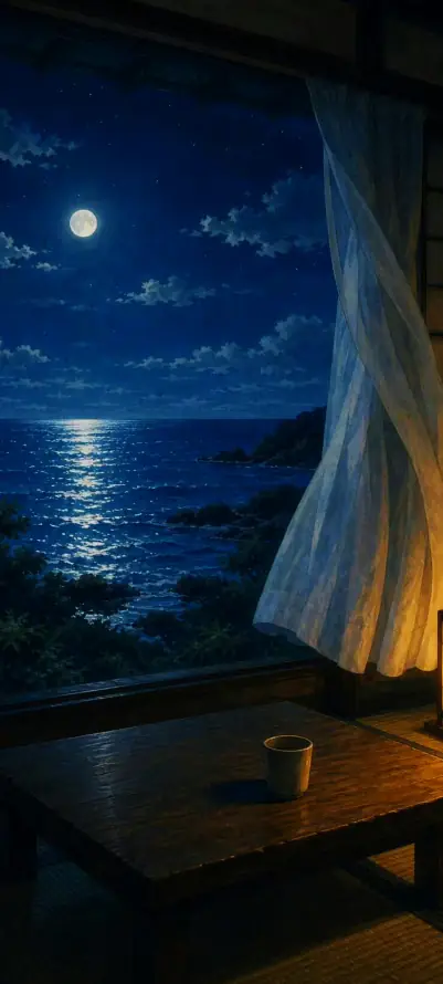 4k夜景壁纸 - 夜空 - 海景 - 满月「哲风壁纸」