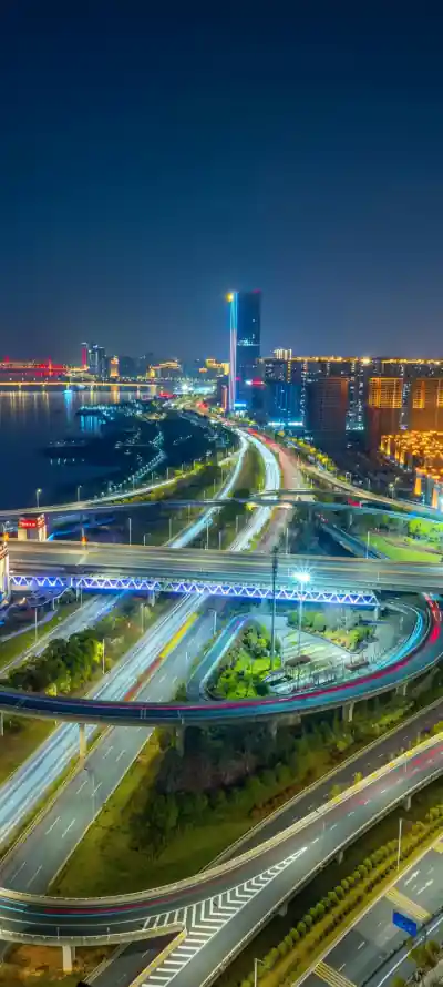 4k南昌壁纸 - 夜景 - 赣江 - 立交桥「哲风壁纸」