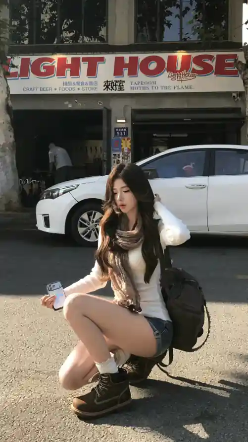 4k蹲姿壁纸 - 阳光 - 🔥 - 户外街拍「哲风壁纸」