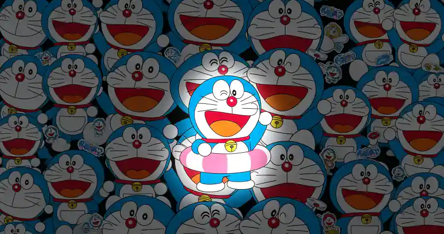 3k蓝色壁纸-铃铛 - 高亮-机器猫「哲风壁纸」