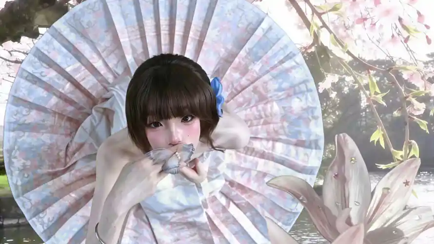 4k少女壁纸-樱花 - 美女-油纸伞「哲风壁纸」