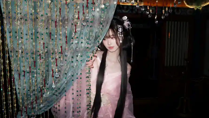 4k发饰壁纸-珠帘 - 美女-长发「哲风壁纸」