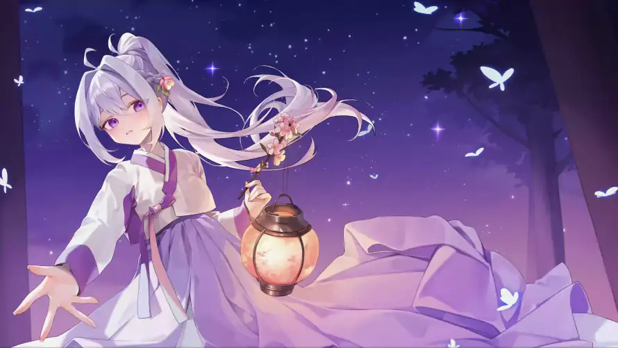 4k和风壁纸-夜景 - 提灯-星空「哲风壁纸」