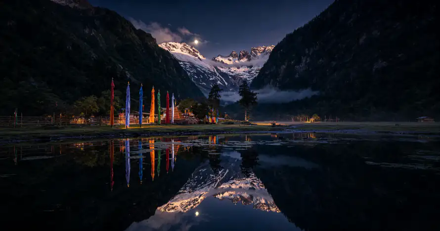 3k壁纸壁纸-峡谷 - 月夜-雪山「哲风壁纸」