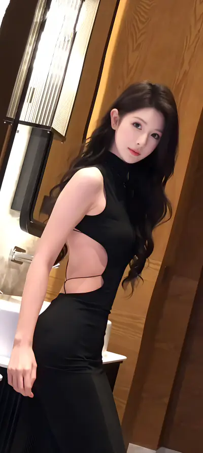 4k美女壁纸 - 露背裙 - 黑长直 - 修身包臀「哲风壁纸」