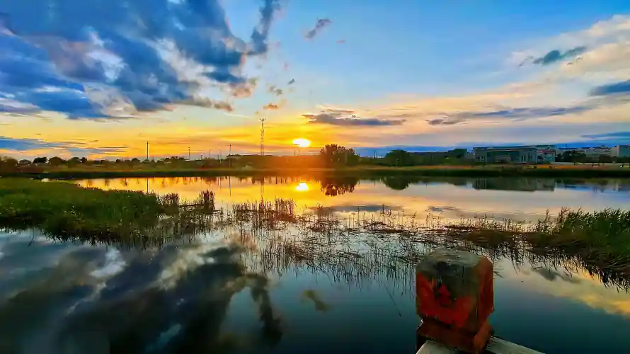 4k天空壁纸 - 日落 - 晚霞 - 湖景「哲风壁纸」