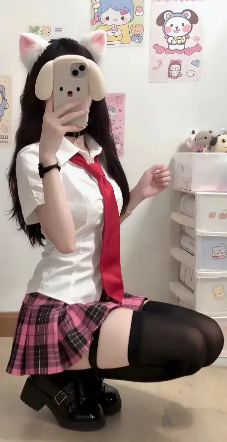 4k白衬衫壁纸 - 红领带 - jk制服 - 对镜自拍「哲风壁纸」