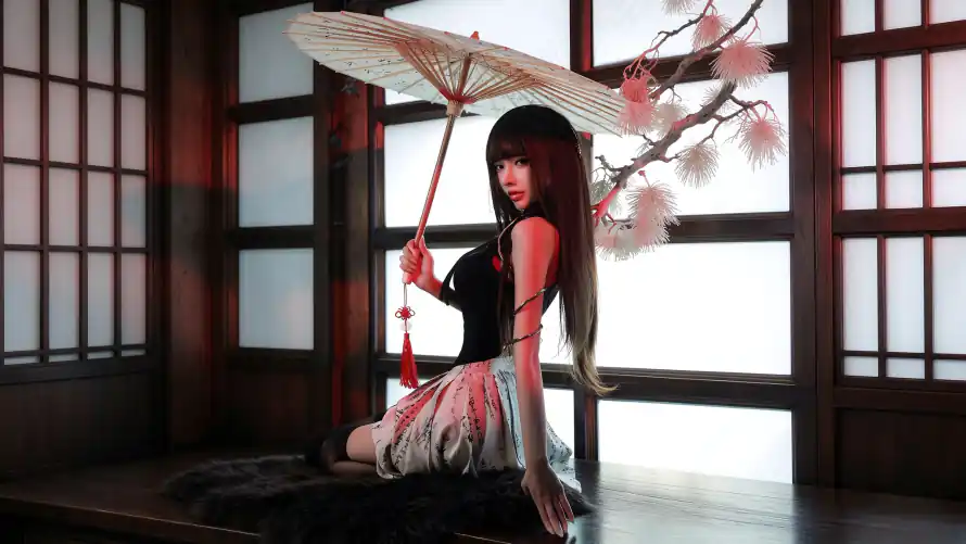4k樱花枝壁纸 - 油纸伞 - 人像写真 - 和风场景「哲风壁纸」 4k樱花枝壁纸 - 油纸伞 - 人像写真 - 和风场景「哲风壁纸」