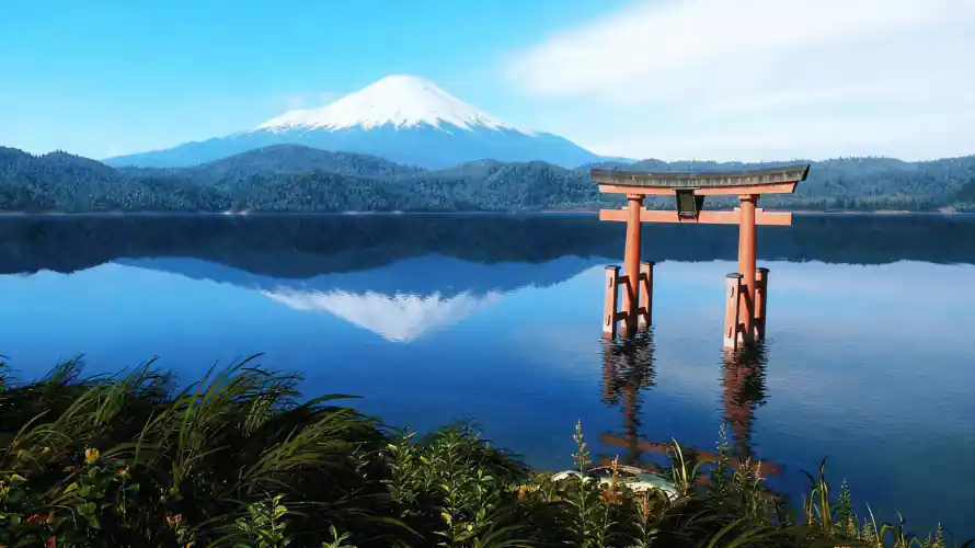 4k蓝天壁纸-湖 - 雪山-富士山「哲风壁纸」