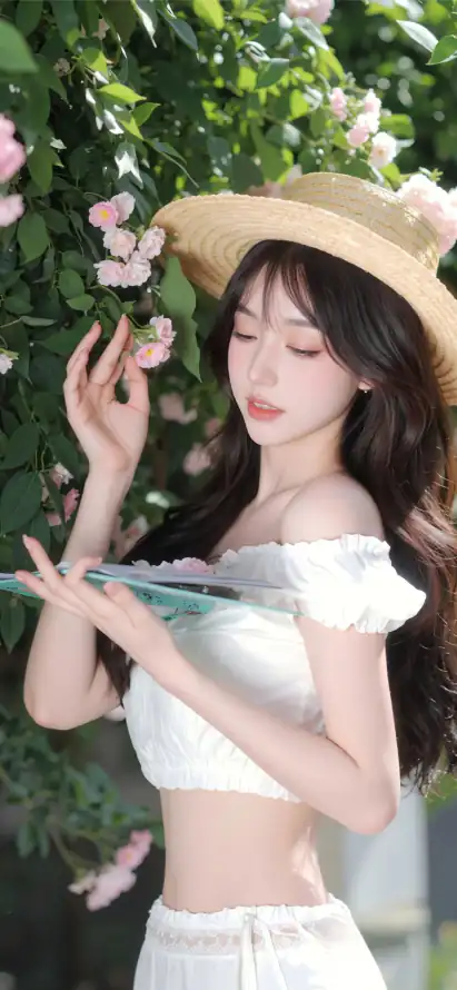 4k美女壁纸 - 草帽 - 田园风 - 户外人像「哲风壁纸」