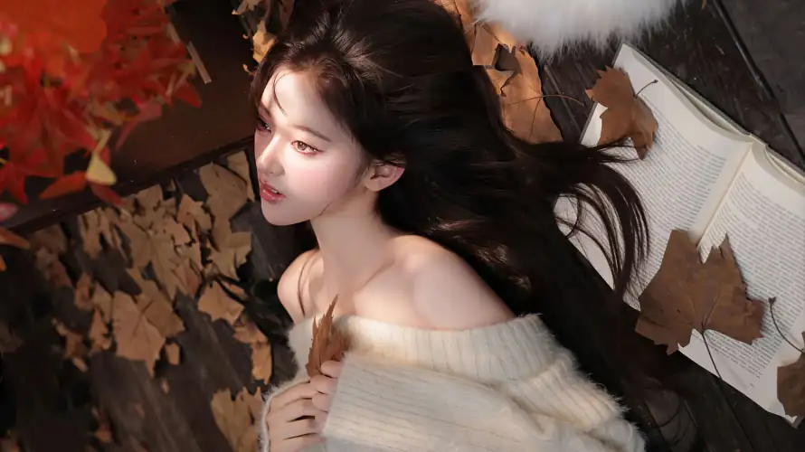 4k美女壁纸 - 侧颜人像 - 写真人像 - 手持枫叶「哲风壁纸」 4k美女壁纸 - 侧颜人像 - 写真人像 - 手持枫叶「哲风壁纸」
