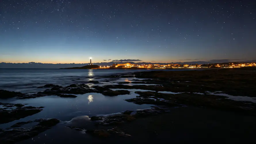 3k夜景壁纸-星空 - 海岸-滩涂「哲风壁纸」
