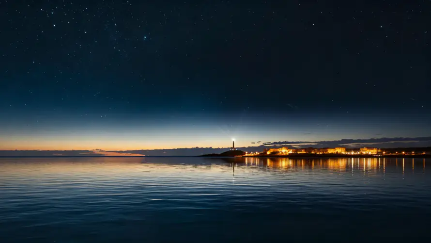 3k壁纸壁纸-宁静海岸 - 星空夜景-暮色天空「哲风壁纸」