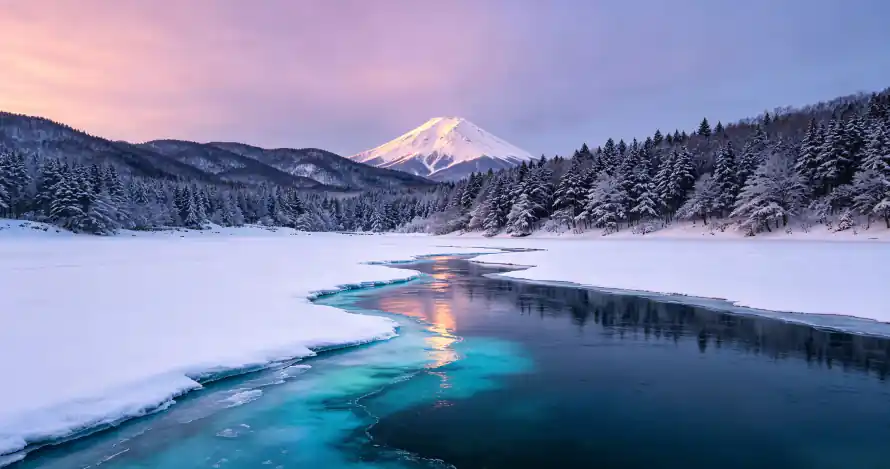 3k壁纸壁纸-蓝冰 - 针叶林-冬季雪山「哲风壁纸」
