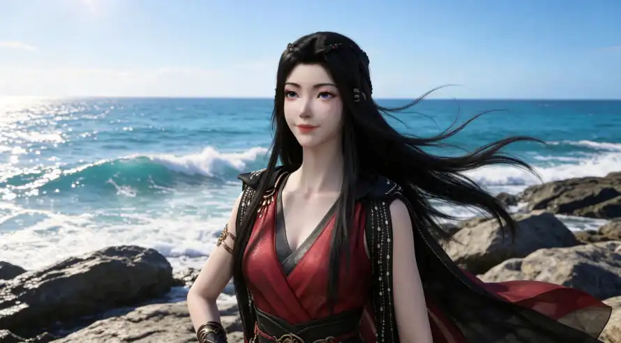 4k元瑶壁纸 - 国漫 - 海浪 - 海边「哲风壁纸」