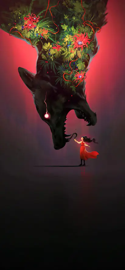 4k巨狼壁纸 - 简约 - 氛围感 - 奇幻插画「哲风壁纸」