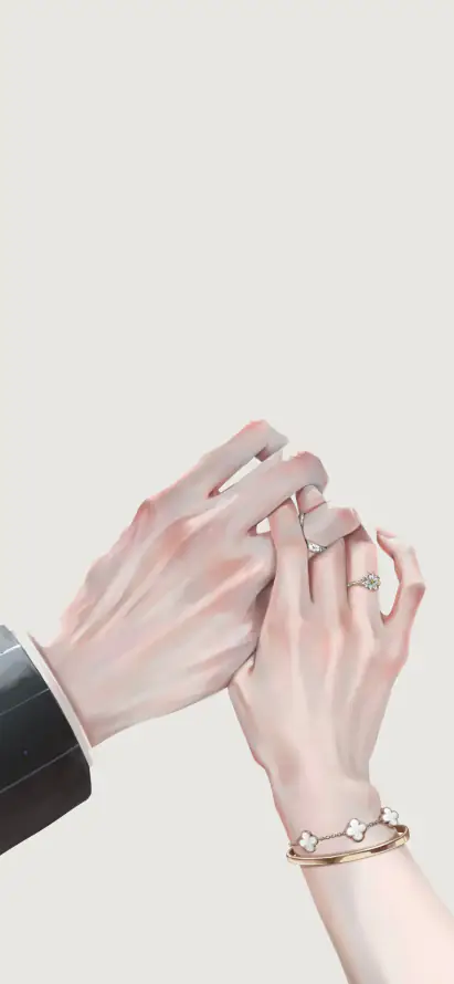 4k插画壁纸 - 极简风 - 细手链 - 情侣牵手「哲风壁纸」