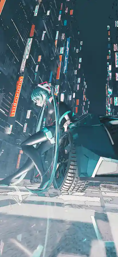 4k夜景壁纸 - 机车 - 二次元 - 双马尾「哲风壁纸」