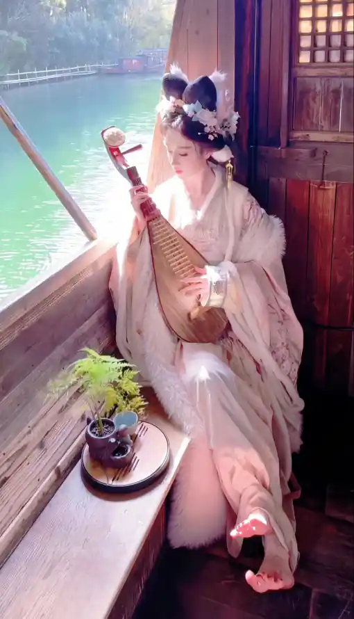 4k木窗壁纸 - 水乡 - 汉服 - 温婉「哲风壁纸」