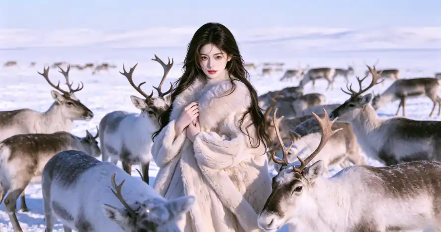 3k冬日壁纸-雪原 - 雪景-鹿角「哲风壁纸」